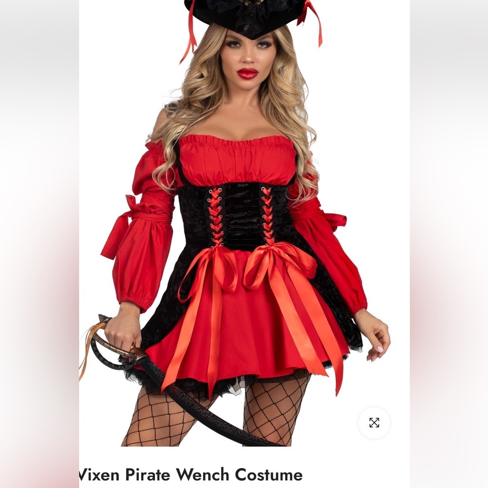 Leg Avenue Vixen Pirate Wench Red and Black Costume. DRESS ONLY. Size Large.
